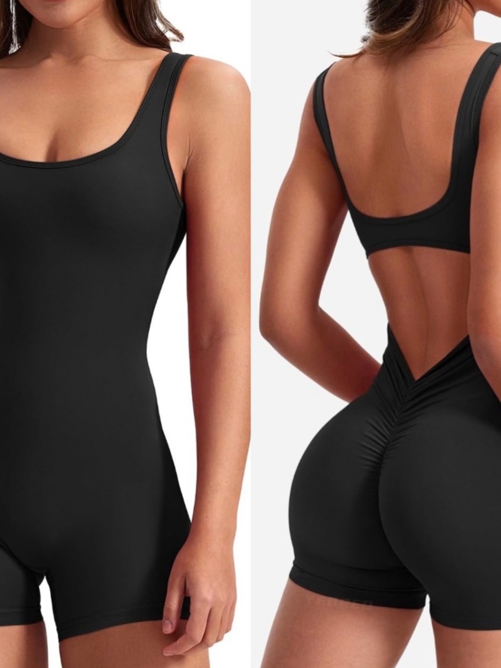 Yeoreo CoreFlex Sculpting Open Back Scrunch Romper Black L NWOT